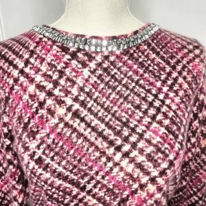 Talbots Pure Cashmere Sweater With Rhinestone Collar 3/4 Sleeves